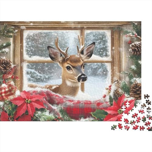 Puzzles 300 Teile Für Erwachsene Christmas Deer Puzzle Mit 300 Teilen. Anspruchsvolles Spiel 300pcs (40x28cm) von KHHKJBVCE