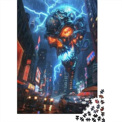 Puzzles 300 Teile Für Erwachsene Lightning Skull 300-teilige Puzzles, Einzigartige Heimdekoration Und Geschenke 300pcs (40x28cm) von KHHKJBVCE