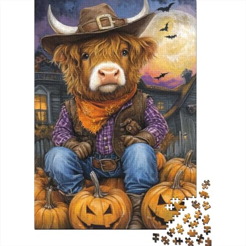 Puzzles 300 Teile Für Erwachsene Pumpkin Highland Cattle 300-teiliges Puzzle Für Erwachsene, Lernspiele 300pcs (40x28cm) von KHHKJBVCE