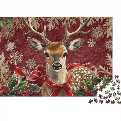 Puzzles 500 Teile Für Erwachsene Christmas Deer 500-teiliges Puzzle Lernspiele Heimdekorationspuzzle 500pcs (52x38cm) von KHHKJBVCE