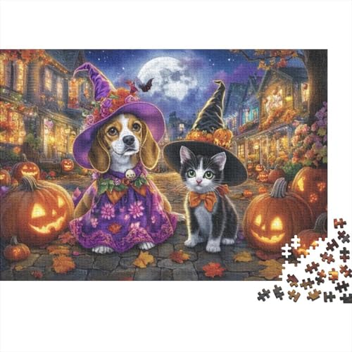 Puzzles 500 Teile Für Erwachsene Halloween Cats and Dogs 500-teiliges Puzzle Für Erwachsene, Lernspiele 500pcs (52x38cm) von KHHKJBVCE