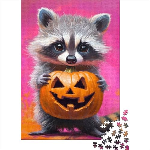 Puzzles 500 Teile Für Erwachsene Pumpkin Raccoon Puzzles 500 Teile Familien-Puzzlespielzeug 500pcs (52x38cm) von KHHKJBVCE