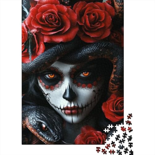 Puzzles Für Erwachsene 1000 Goth Rose Skull Puzzle 1000 Teile Lernspiele Für Erwachsene 1000pcs (75x50cm) von KHHKJBVCE