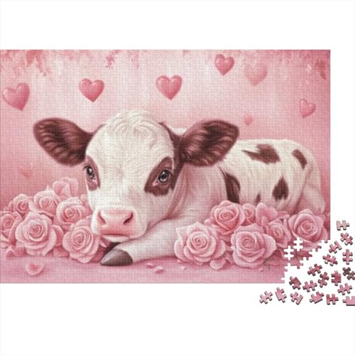 Puzzles Für Erwachsene 1000 Teile Cute Rose Cow Baby 1000-teilige Puzzles, Familienpuzzlespielzeug 1000pcs (75x50cm) von KHHKJBVCE