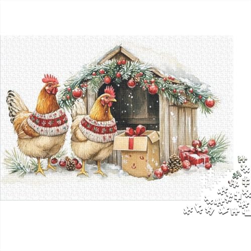 Puzzles Für Erwachsene 300 Christmas Hen Puzzle 300 Teile Stressabbauende Puzzles 300pcs (40x28cm) von KHHKJBVCE