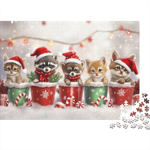 Puzzles Für Erwachsene 300 Christmas Raccoon 300-teiliges Puzzle „Impossible Puzzle. 300pcs (40x28cm) von KHHKJBVCE