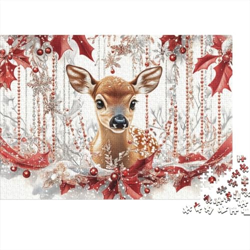 Puzzles Für Erwachsene 300 Teile Christmas Deer 300-teiliges Puzzle. Anspruchsvolles Spiel 300pcs (40x28cm) von KHHKJBVCE