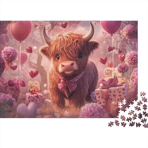 Puzzles Für Erwachsene 300 Teile Cute Highland Cow Baby 300-teilige Puzzles, Lernspiele Für Erwachsene 300pcs (40x28cm) von KHHKJBVCE