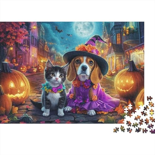 Puzzles Für Erwachsene 300 Teile Halloween Cats and Dogs Puzzle 300 Teile Lernspiele Für Erwachsene 300pcs (40x28cm) von KHHKJBVCE