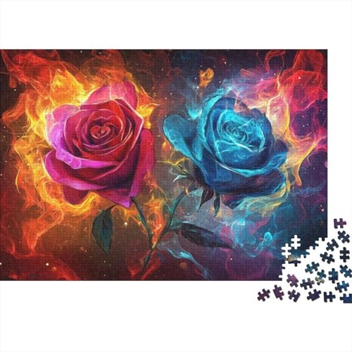 Puzzles Für Erwachsene 300 Teile Ice Fire Rose 300-teiliges Puzzle Impossible Puzzle 300pcs (40x28cm) von KHHKJBVCE