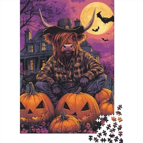 Puzzles Für Erwachsene 300 Teile Pumpkin Highland Cattle Puzzle 300 Teile Einzigartige Heimdekoration Und Geschenke 300pcs (40x28cm) von KHHKJBVCE