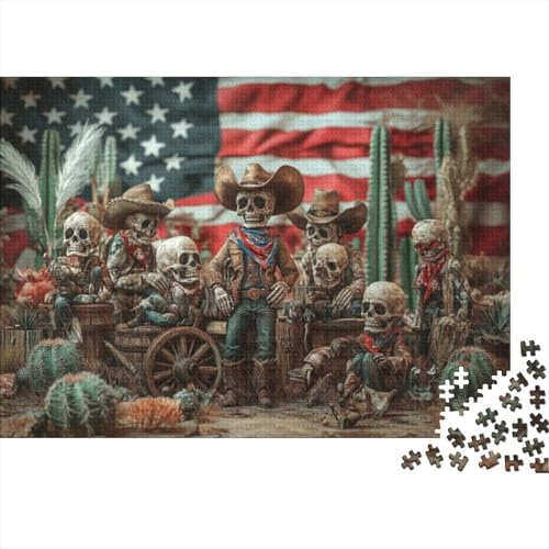 Puzzles Für Erwachsene 300 Teile USA Skull Puzzle 300 Teile Anspruchsvolles Spiel 300pcs (40x28cm) von KHHKJBVCE