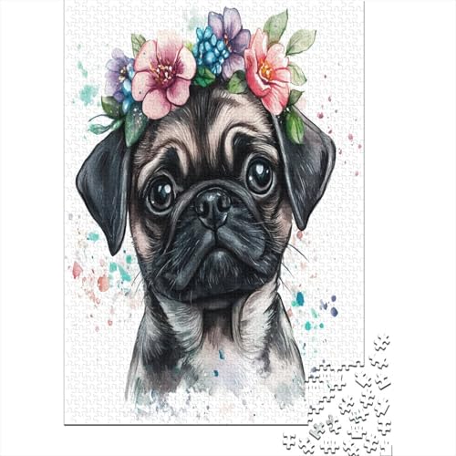 Puzzles Für Erwachsene 500 Cute Pug Puzzle 500 Teile Stressabbauende Puzzles 500pcs (52x38cm) von KHHKJBVCE