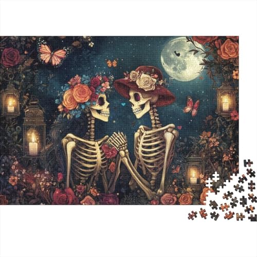 Puzzles Für Erwachsene 500 Teile Couple Skulls 500-teilige Puzzles, Familienpuzzlespielzeug 500pcs (52x38cm) von KHHKJBVCE