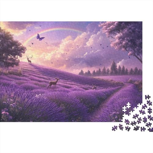 Puzzles Für Erwachsene 500 Teile Lavender Deer 500-teilige Puzzles, Herausfordernde Puzzles Für Erwachsene 500pcs (52x38cm) von KHHKJBVCE