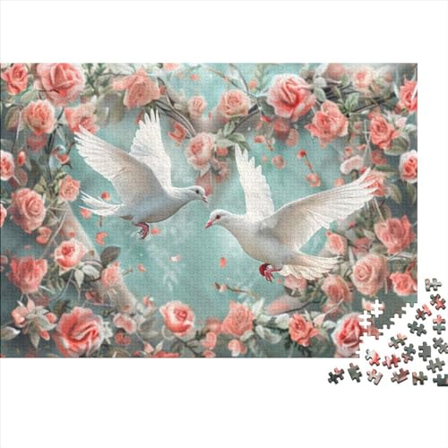 Rose Dove (2) Puzzles Für Erwachsene, 300 Teile, 300-teilige Puzzles, Impossible Puzzle, 300 Puzzles Für Erwachsene, Für Erwachsene Und Kinder Ab 12 Jahren 300pcs (40x28cm) von KHHKJBVCE