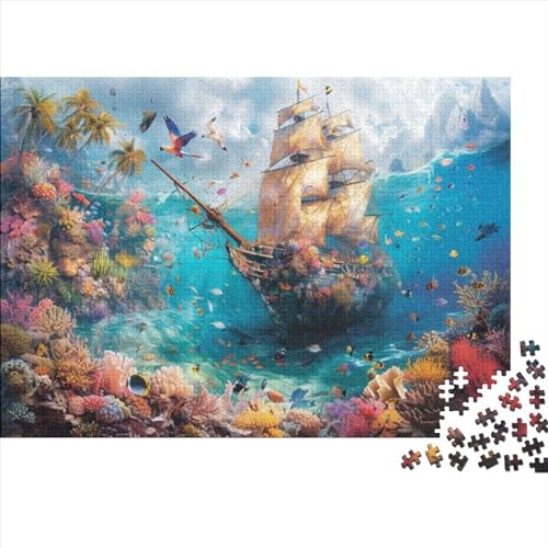 Sailboat 500-teiliges Holzpuzzle Kunstpuzzle 500-teiliges Puzzle 500 Teile Familienstress Abbauen Geeignet Für Kinder Über 12 Jahre 500pcs (52x38cm) von KHHKJBVCE