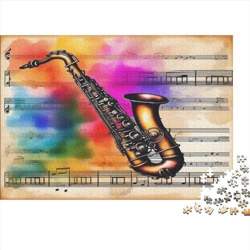 Saxophone 3D-Puzzles Für Erwachsene, Puzzle Für Erwachsene, 1000-teiliges Puzzle, Holzpuzzles, Familienstress Abbauen, Geeignet Für Kinder Über 12 Jahre 1000pcs (75x50cm) von KHHKJBVCE