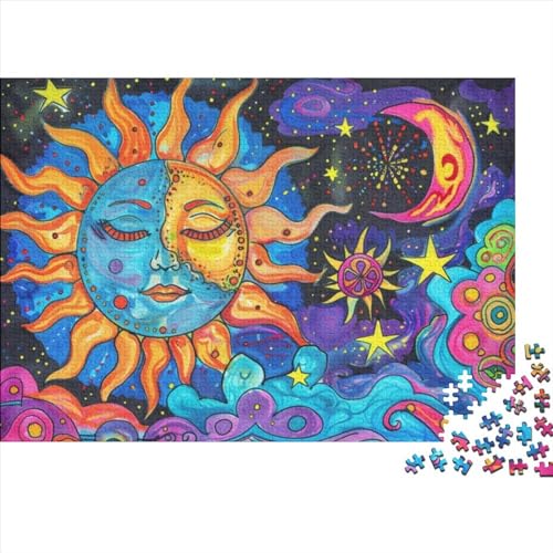 Sun Moon Stars 1000-teiliges Holzpuzzle, Kunstpuzzle, 1000-teiliges Puzzle, 1000-teiliges Puzzle, Familienspiel, Puzzle, Geeignet Für Kinder Ab 12 Jahren 1000pcs (75x50cm) von KHHKJBVCE