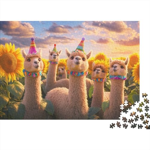 Sunflower Alpaca 1000-teilige Puzzles Für Erwachsene. Puzzles Mit 1000 Teilen. Lernspiele Für Erwachsene. 1000-teilige Puzzles. Spielzeug Und Spiele 1000pcs (75x50cm) von KHHKJBVCE