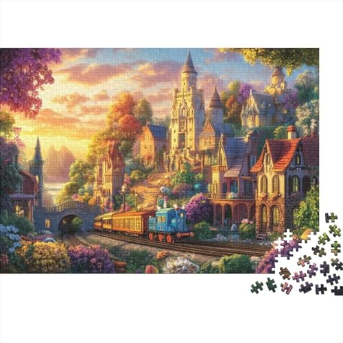 Train Town 300-teilige Puzzles Für Erwachsene Puzzles 300 Teile Impossible Puzzle 300-teilige Puzzles Spielzeug Und Spiele 300pcs (40x28cm) von KHHKJBVCE