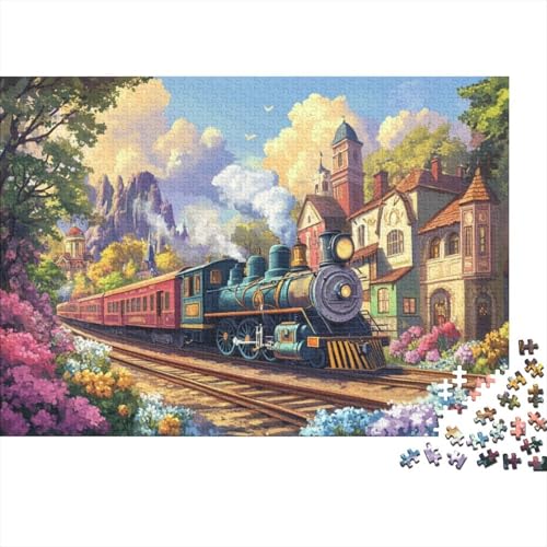 Train Town 500-teilige Puzzles Für Erwachsene Puzzles 500 Teile Impossible Puzzle 500-teilige Puzzles Spielzeug Und Spiele 500pcs (52x38cm) von KHHKJBVCE