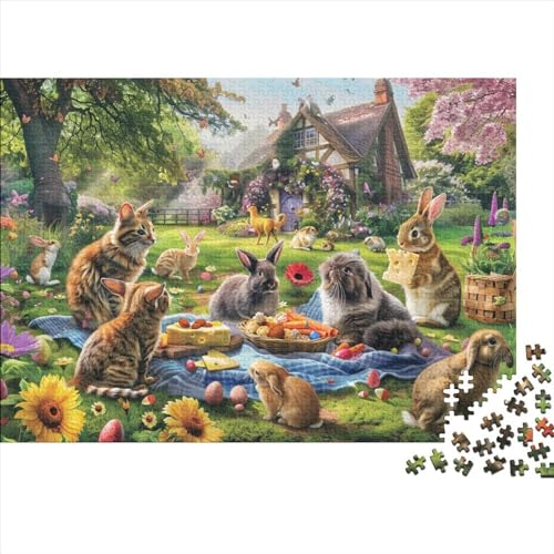 Various Animals Having Easter Picnic 500-teiliges Puzzle Für Erwachsene, Puzzles Für Erwachsene, 500-teiliges Puzzle, Holzpuzzle, Heimdekoration, Geeignet Für Kinder Ab 12 Jahren 500pcs (52x38cm) von KHHKJBVCE