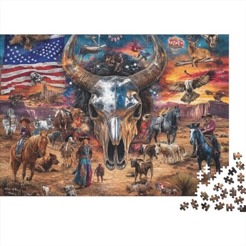 Western Cowboy Puzzle 1000 Teile Für Erwachsene |Western Theme Puzzle | 1000-teiliges Puzzle, Lernspiele, Heimdekorationspuzzle 1000pcs (75x50cm) von KHHKJBVCE