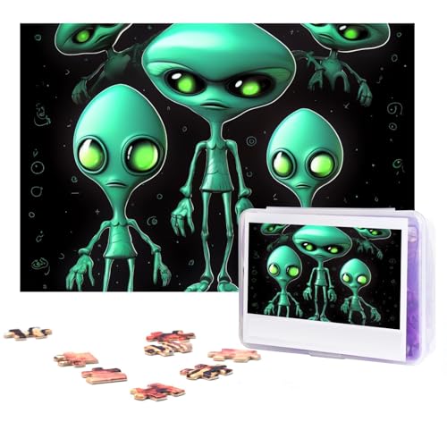 Aliens Puzzles 300 Teile Personalisierte Puzzles Fotos Puzzle für Familie Bilderpuzzle für Erwachsene Hochzeit Geburtstag (38,1 x 25,4 cm) von KHiry