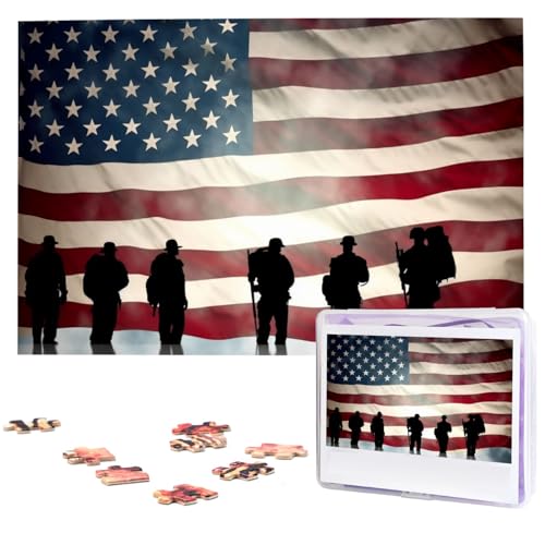 American Veterans Day Puzzles 1000 Teile Personalisierte Puzzles Fotos Puzzle für Familie Bilderpuzzle für Erwachsene Hochzeit Geburtstag (74,9 x 50 cm) von KHiry