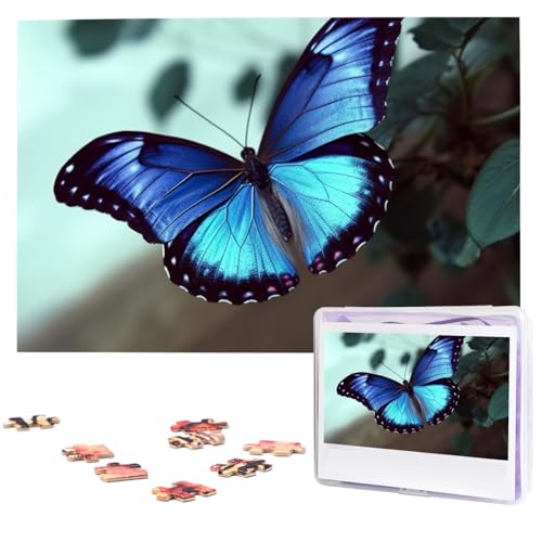 Blue Butterfly Puzzles 1000 Teile Personalisierte Puzzles Fotos Puzzle für Familie Bilderpuzzle für Erwachsene Hochzeit Geburtstag (74,9 x 50 cm) von KHiry