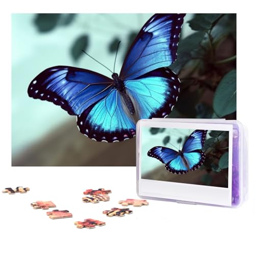 Blue Butterfly Puzzles 300 Teile Personalisierte Puzzles Fotos Puzzle für Familie Bilderpuzzle für Erwachsene Hochzeit Geburtstag (38,1 x 25,4 cm) von KHiry