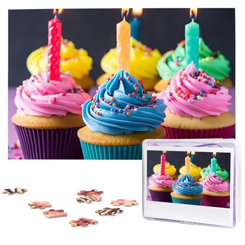 Bunte Cupcake-Puzzles, 1000 Teile, personalisiertes Puzzle, Foto-Puzzle für Familie, Bilderpuzzle für Erwachsene, Hochzeit, Geburtstag (74,9 x 50 cm) von KHiry