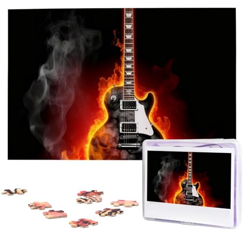 Burning Guitar Puzzles 1000 Pieces Personalized Jigsaw Puzzles Photos Puzzle for Family Picture Puzzle for Adults Wedding Birthday (74.9 cmx 50.0 cm) von KHiry