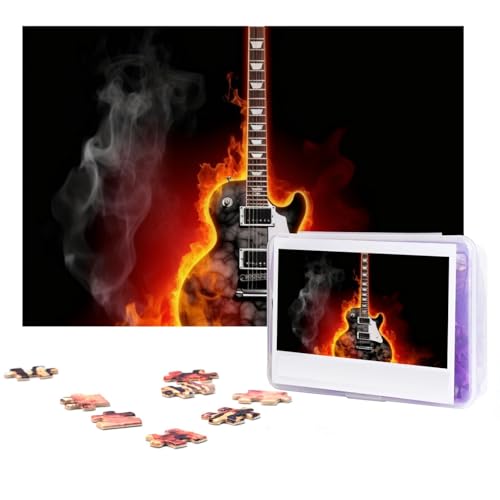 Burning Guitar Puzzles 300 Pieces Personalized Jigsaw Puzzles Photos Puzzle for Family Picture Puzzle for Adults Wedding Birthday (38.1 cm x 25.4 cm) von KHiry