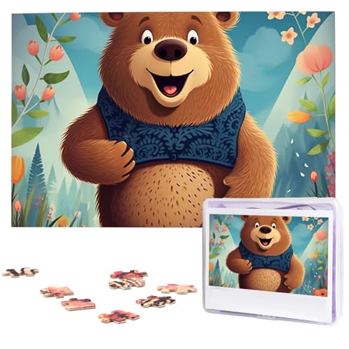 Cartoon-Bär-Puzzle, 1000 Teile, personalisierte Puzzles, Foto-Puzzle für Familie, Bilderpuzzle für Erwachsene, Hochzeit, Geburtstag (74,9 x 50 cm) von KHiry