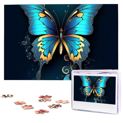 Elegante Schmetterlingspuzzle, 1000 Teile, personalisiertes Puzzle, Foto-Puzzle für Familie, Bilderpuzzle für Erwachsene, Hochzeit, Geburtstag (74,9 x 50 cm) von KHiry
