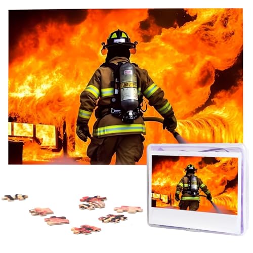 Feuerwehrmann Feuerwehrmann Flamme Puzzles 1000 Teile personalisierte Puzzles Fotos Puzzle für Familie Bild Puzzle für Erwachsene Hochzeit Geburtstag (74,9 x 50 cm) von KHiry