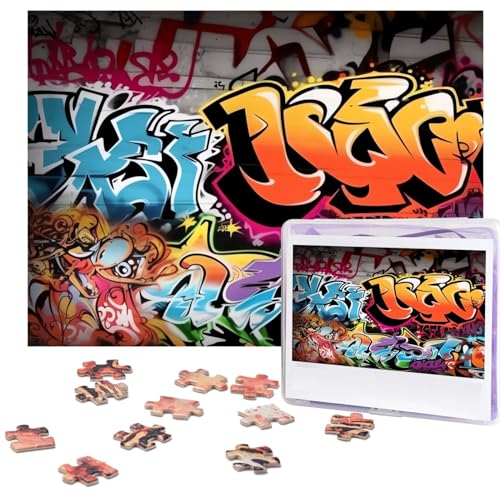 Graffiti Hip Hop Puzzles 500 Teile Personalisierte Puzzles Fotos Puzzle für Familie Bilderpuzzle für Erwachsene Hochzeit Geburtstag (51,8 x 38,1 cm) von KHiry