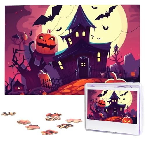 Happy Halloween Puzzles 1000 Teile Personalisierte Puzzles Fotos Puzzle für Familie Bilderpuzzle für Erwachsene Hochzeit Geburtstag (74,9 x 50 cm) von KHiry