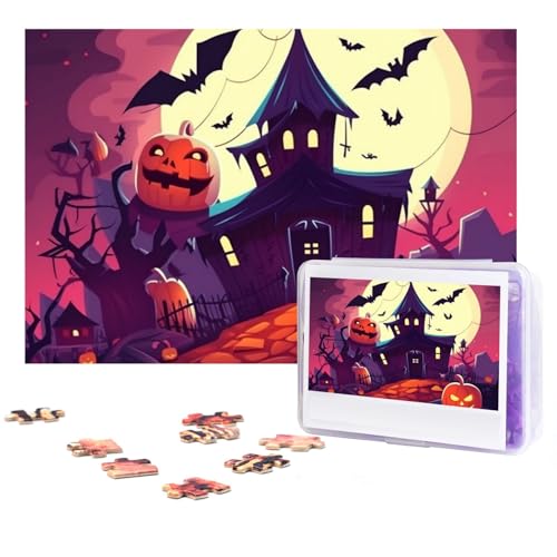 Happy Halloween Puzzles 300 Teile Personalisierte Puzzles Fotos Puzzle für Familie Bilderpuzzle für Erwachsene Hochzeit Geburtstag (38,1 x 25,4 cm) von KHiry