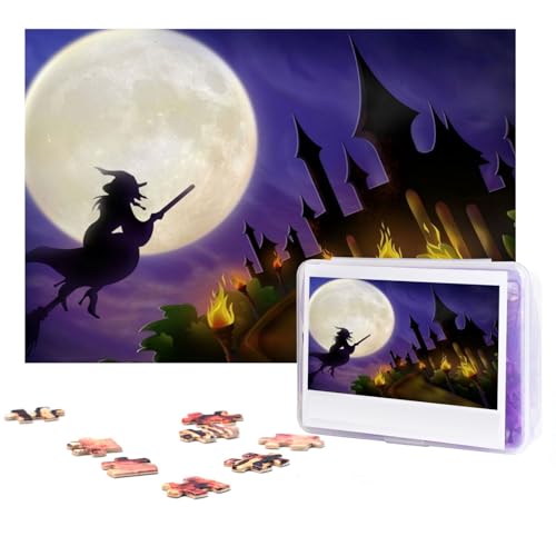 Hexenparty Halloween Puzzles 300 Teile Personalisierte Puzzles Fotos Puzzle für Familie Bilderpuzzle für Erwachsene Hochzeit Geburtstag (38,1 x 25,4 cm) von KHiry