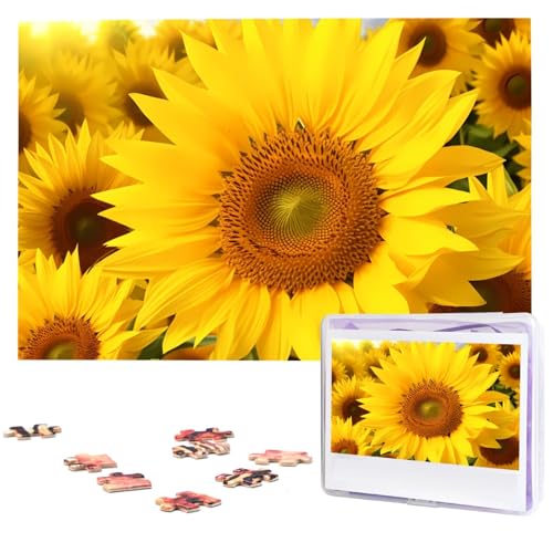 KHiry Puzzles, 1000 Teile, personalisiertes Puzzle, Sonnenblumen, Fotopuzzle, herausforderndes Bild, Puzzle für Erwachsene, personalisierbares Puzzle mit Aufbewahrungstasche (74,9 x 50 cm) von KHiry