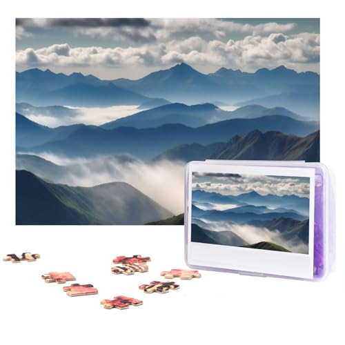 Landschaft Berge Wolken Puzzles 300 Teile Personalisierte Puzzles Fotos Puzzle für Familie Bilderpuzzle für Erwachsene Hochzeit Geburtstag (38,1 x 25,4 cm) von KHiry