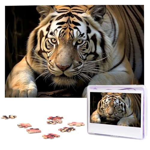 Liegender Tiger Puzzles 1000 Teile Personalisierte Puzzles Fotos Puzzle für Familie Bilderpuzzle für Erwachsene Hochzeit Geburtstag (74,9 x 50 cm) von KHiry