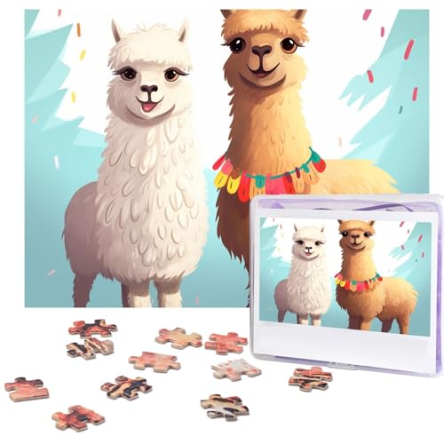 Llama-Alpaka-Puzzle, 500 Teile, personalisierbar, Foto-Puzzle für Familie, Bilderpuzzle für Erwachsene, Hochzeit, Geburtstag (51,8 x 38,1 cm) von KHiry