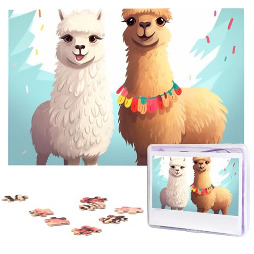 Llama-Alpaka-Puzzles, 1000 Teile, personalisierte Puzzles, Foto-Puzzle für Familie, Bilderpuzzle für Erwachsene, Hochzeit, Geburtstag (74,9 x 50 cm) von KHiry