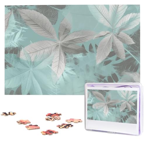 Mint Gray Leaves Puzzles 1000 Pieces Personalized Jigsaw Puzzles Photos Puzzle for Family Picture Puzzle for Adults Wedding Birthday (74.9 cm x 50.0 cm) von KHiry