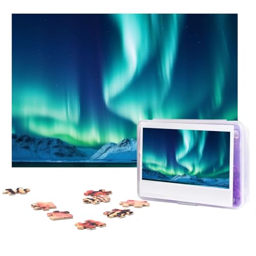 Northern Lights Puzzles 300 Teile Personalisierte Puzzles Fotos Puzzle für Familie Bilderpuzzle für Erwachsene Hochzeit Geburtstag (38,1 x 25,4 cm) von KHiry