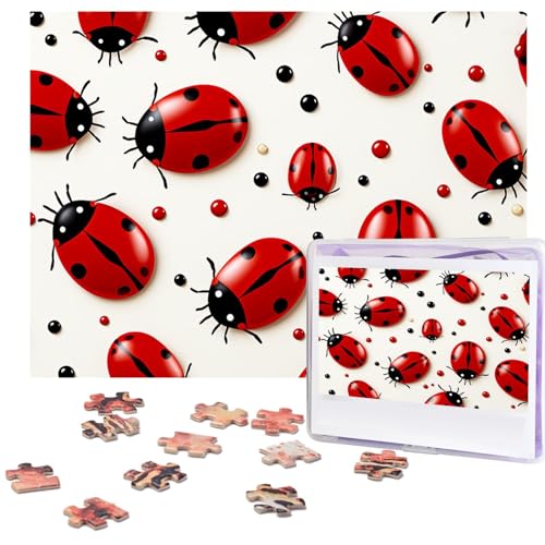 Red Ladybug Puzzles 500 Teile Personalisierte Puzzles Fotos Puzzle für Familie Bilderpuzzle für Erwachsene Hochzeit Geburtstag (51,8 x 38,1 cm) von KHiry